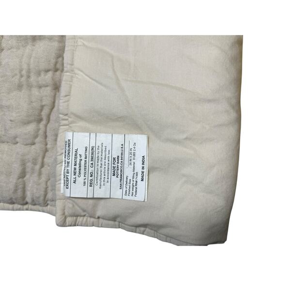 1 Pottery Barn Linen Cotton Blend Quilted Pillow Sham 26x20 Ivory Cream Neutral - Picture 3 of 4